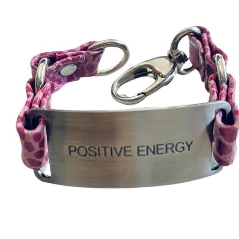 POSITIVE ENERGY cynthia H designs silver‎ pink leather bracelet